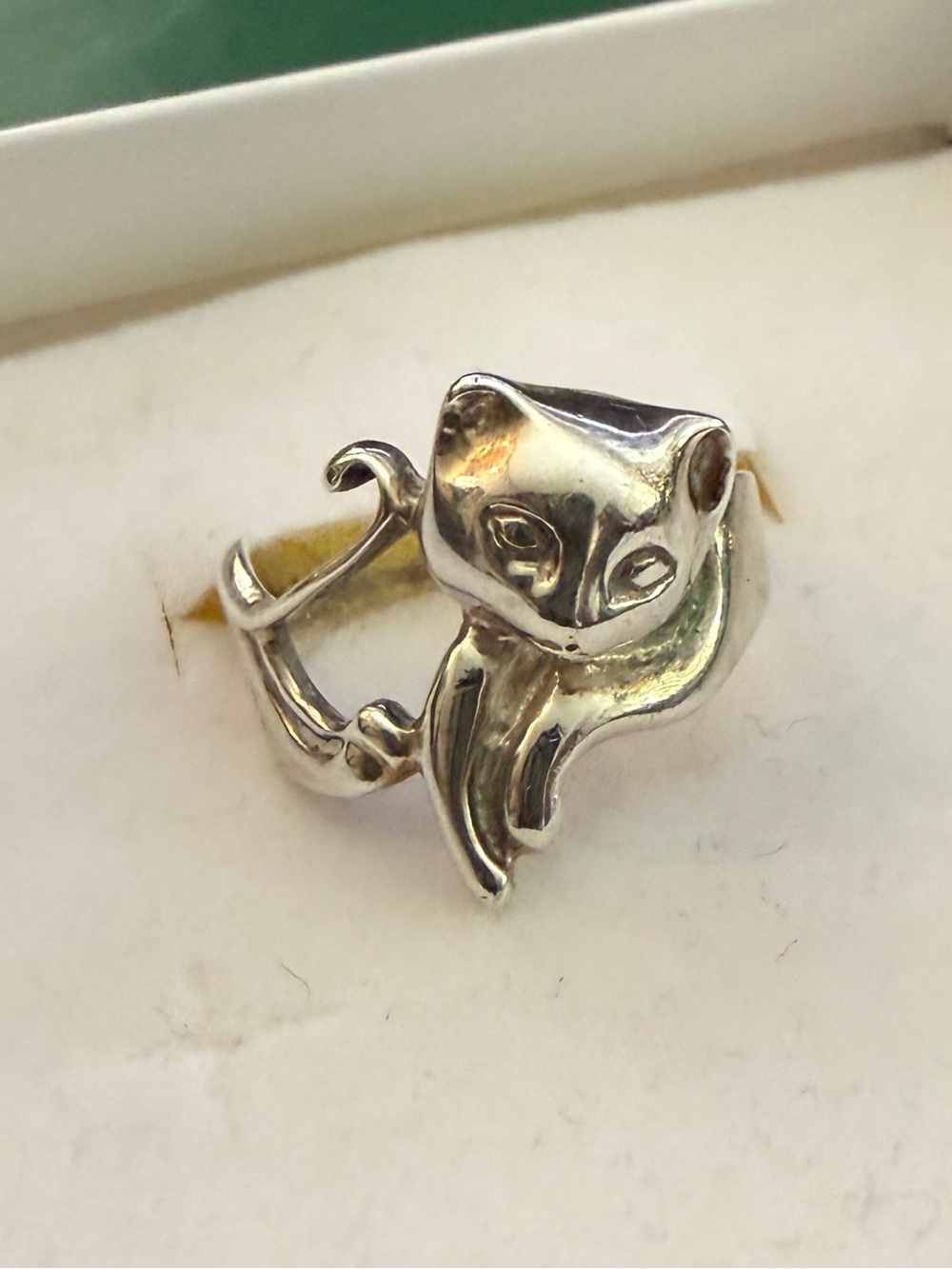 Vintage Sterling Silver Cat Ring 925 Stamped